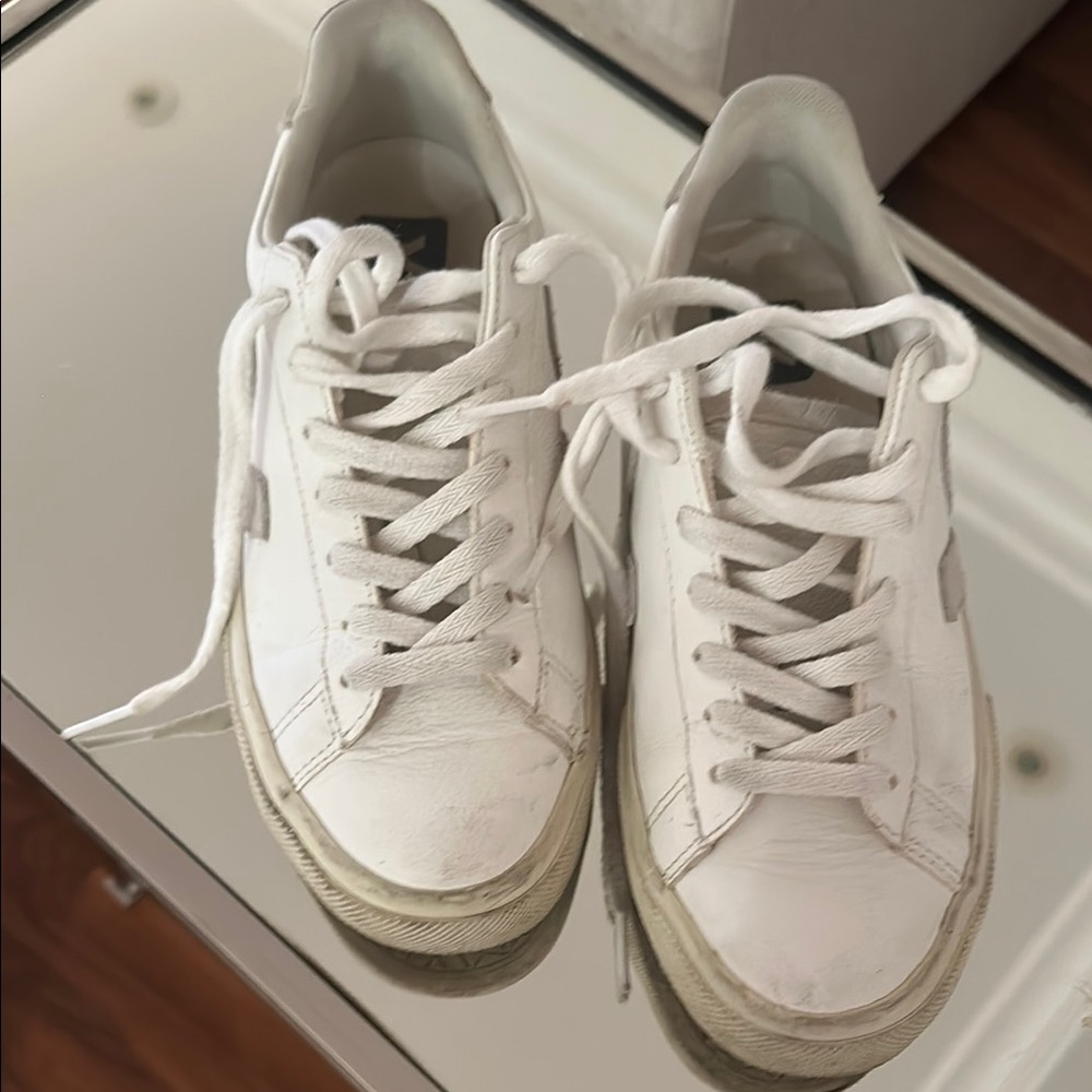 Veja White Sneakers with Suede Accents